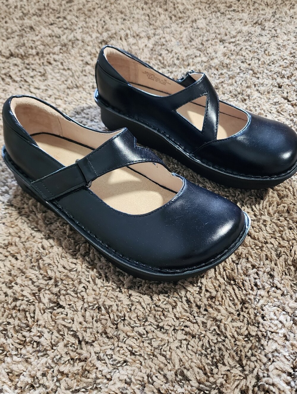 Alegria Black Leather Mary Jane Clogs Shoe Comfort Platform Wedge Women 38 8US